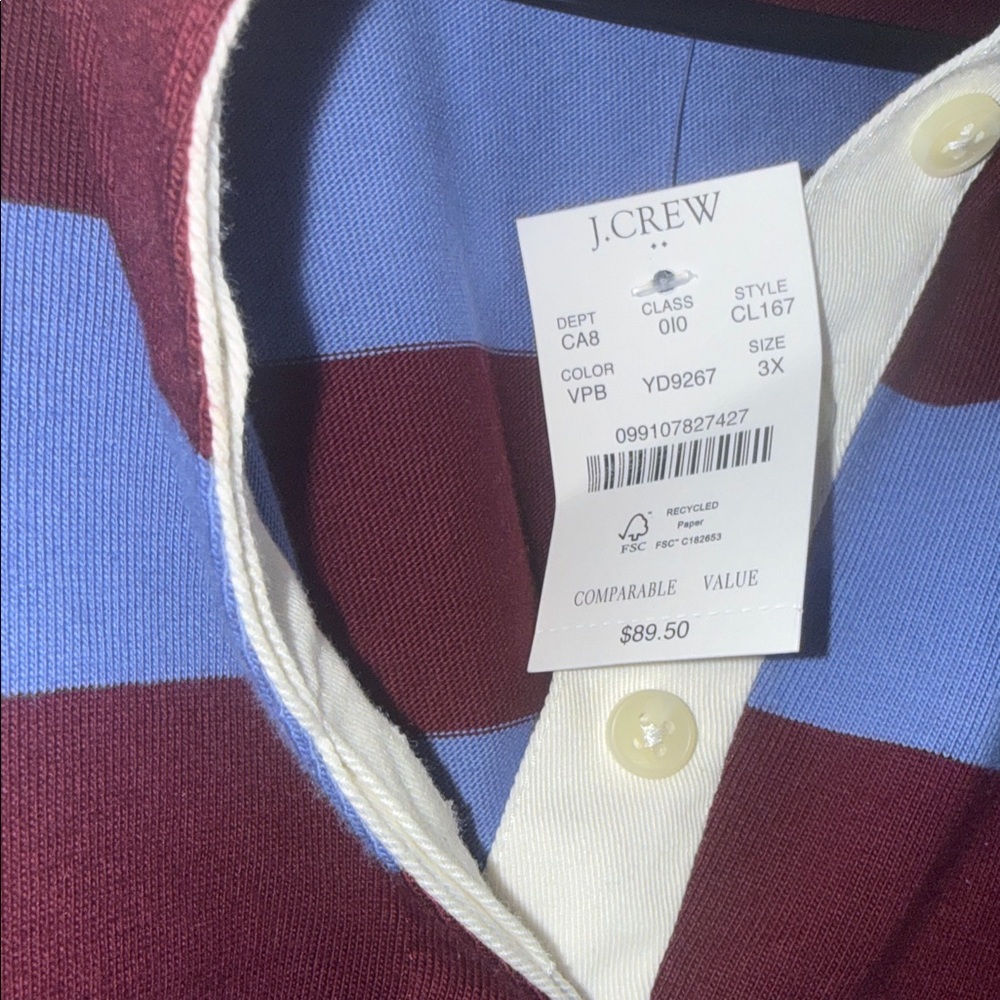 J. Crew Blue and Maroon Rugby Shirt - Picture 6 of 6